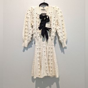 Alice + Olivia Kitty Bow Front Sweater Dress